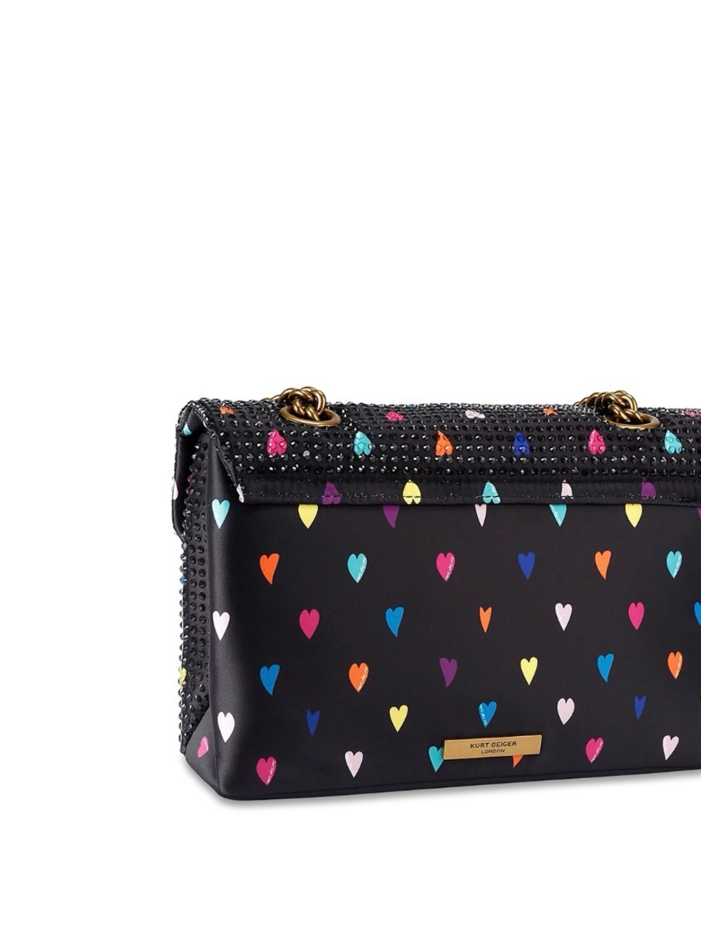 Kurt Geiger Black Multicolor Crystal Heart Crossbody Bag - Picture 7 of 17